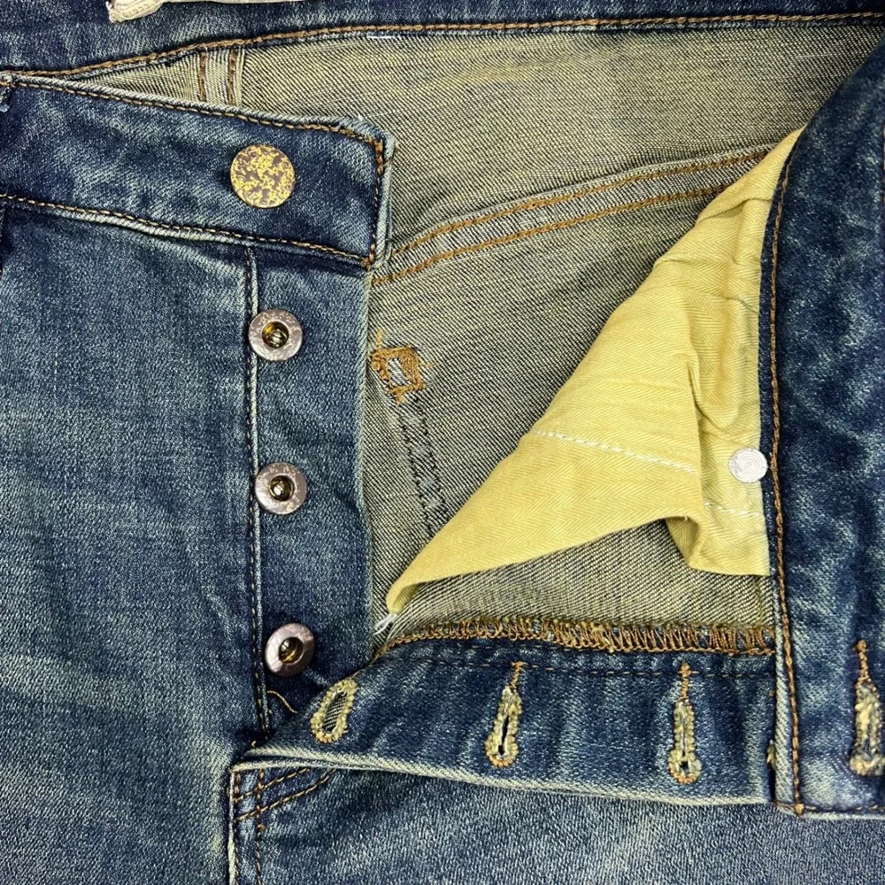 FREE PEOPLE Jeans Button Fly High Rise Straight Leg‎ Womens Size 30x28 Blue Wash